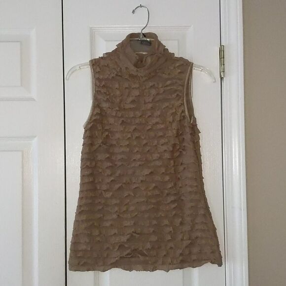New Direction ruffle  brown sleeveless top Sz S - Picture 1 of 5